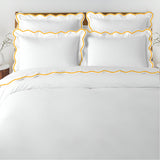400TC Cotton Scallop Embroidery Sateen Solid Duvet Cover Set