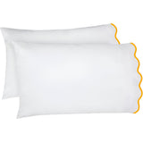 400TC Cotton Scallop Embroidery Sateen Solid Pillowcases (Set Of 2)