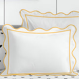 400TC Cotton Scallop Embroidery & Border Sateen Solid Pillow Sham