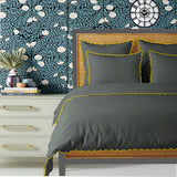Dark Grey 400TC Cotton Small Scallop Embroidery Duvet Cover Set