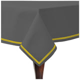 Double Embroidery Border Sateen Cotton Solid Table Cloth - Dark Grey