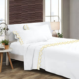 400TC Cotton Sateen Double Scallop Embroidery Sheet Set