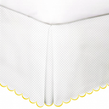 Allena 400TC Sateen Microcheck Cotton Scallop Embroidery Tailored Bed Skirt