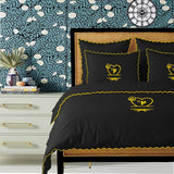 Monogram Black 400TC Cotton Small Scallop Embroidery Duvet Cover Set