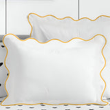 400TC Cotton Scallop Embroidery Sateen Solid Pillow Sham