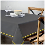 Single Embroidery Border Sateen Cotton Solid Table Cloth - Dark Grey