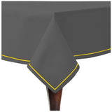 Single Embroidery Border Sateen Cotton Solid Table Cloth - Dark Grey