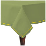 Single Embroidery Border Sateen Cotton Solid Table Cloth - Sage