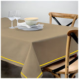 Single Embroidery Border Sateen Cotton Solid Table Cloth - Taupe