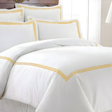 400TC Cotton Triple Embroidery Sateen Solid Duvet Cover Set