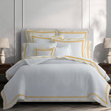 400TC Wavy Embroidery & Border Cotton Sateen Solid Duvet Cover Set
