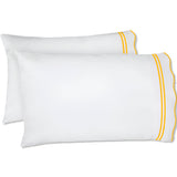400TC Wavy Embroidery & Border Cotton Sateen Solid Pillowcases (Set Of 2)