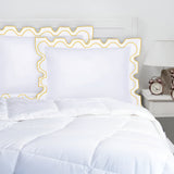 400TC Zig & Zag U Shape Scallop Embroidery Cotton Solid Pillow Sham