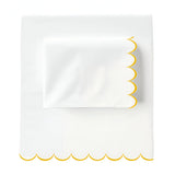Allena 400TC Cotton Scallop Embroidery Sateen Solid Sheet Set