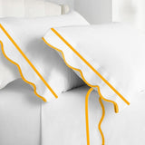 400TC Cotton Scallop Embroidery & Border Sateen Solid Top Sheet