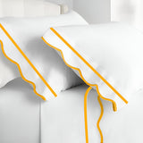 400TC Cotton Scallop Embroidery & Border Sateen Solid Pillowcases (Set Of 2)