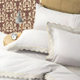 400TC Cotton Sateen Double Scallop Embroidery Duvet Cover Set