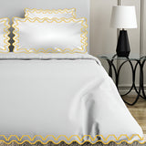 Imaginary Scallop 400TC Cotton Embroidery Sateen Solid Duvet Cover Set
