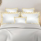 Imaginary Scallop 400TC Cotton Embroidery Sateen Solid Duvet Cover Set