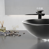 Amalfi Series 17 in. L x 17 in. W Round Bathroom Vessel Sink in Matte Black Finish Glass with Chrome Pop-Up Drain