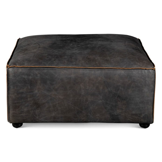 Portofino Loft Sectional Ottoman in Antique Ebony Leather