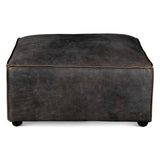 Portofino Loft Sectional Ottoman in Antique Ebony Leather