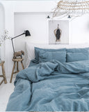 Gray blue linen pillowcase