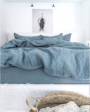 Gray blue linen duvet cover