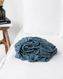 Gray blue linen fitted sheet
