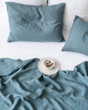 Gray blue linen flat sheet