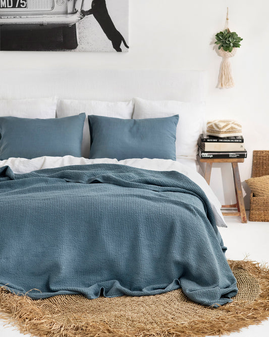 Gray blue waffle blanket