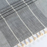 Gray Striped Tablecloth with Tassel