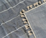 Gray Striped Tablecloth with Tassel
