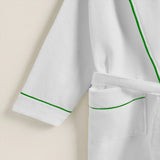 Shawl Collar Cotton Bath Robe with Border Embroidery