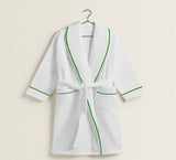 Shawl Collar Cotton Bath Robe with Border Embroidery