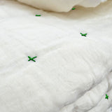 Plus-Stitch Linen Bed Coverlet