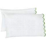 Allena 400TC Cotton Scallop Embroidery Sateen Microcheck Pillowcases (Set Of 2)