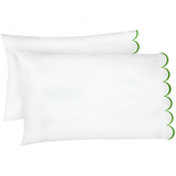 Allena 400TC Cotton Scallop Embroidery Sateen Solid Pillowcases (Set Of 2)