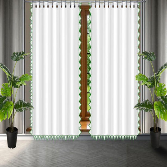 Ashley 400TC Sateen Cotton Traingle Embroidery Curtain (Set Of 2)