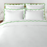 400TC Cotton Scallop Embroidery Sateen Solid Duvet Cover Set