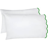 400TC Cotton Scallop Embroidery Sateen Solid Pillowcases (Set Of 2)