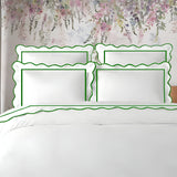 400TC Cotton Scallop Embroidery & Border Sateen Solid Duvet Cover Set