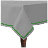 Double Embroidery Border Sateen Cotton Solid Table Cloth - Light Grey