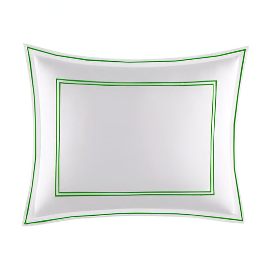 400TC Edge Embroidery & Double Border Cotton Sateen Solid Pillow Sham