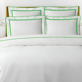 400TC Embroidery & Border Cotton Sateen Solid Duvet Cover Set