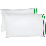 400TC Embroidery & Border Cotton Sateen Solid Pillowcases (Set Of 2)