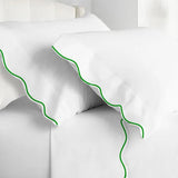 Monogram 400TC Cotton Scallop Embroidery Sateen Solid Sheet Set