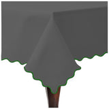 Scallop Embroidery Sateen Cotton Solid Table Cloth - Dark Grey
