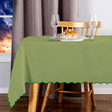 Scallop Embroidery Sateen Cotton Solid Table Cloth - Sage