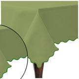 Scallop Embroidery Sateen Cotton Solid Table Cloth - Sage